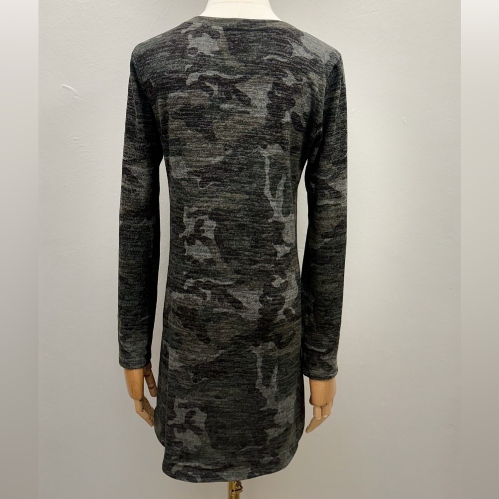 P.S. Kate Gray Camo Long Sleeve Tunic Dress Size S - Picture 5 of 9